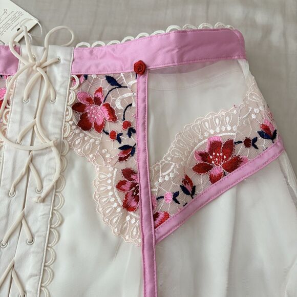 For Love & Lemons Festival Rose Skirt in Ivory NWT - Picture 9 of 12